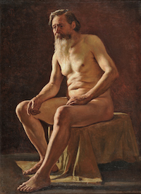 Маковский К. Е. (1839-1915) Сидящий натурщик. Россия, 1858. Х., м. 98,5х72