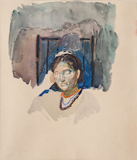 Врубель М.А. Портрет М. Ершовой. Этюд. Россия, 1884 г. Бумага, акварель. 21х18